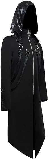 ZNZHKR Mens Steampunk Jacket Gothic Costume Frock Coat Hoodie Cloak With Hood