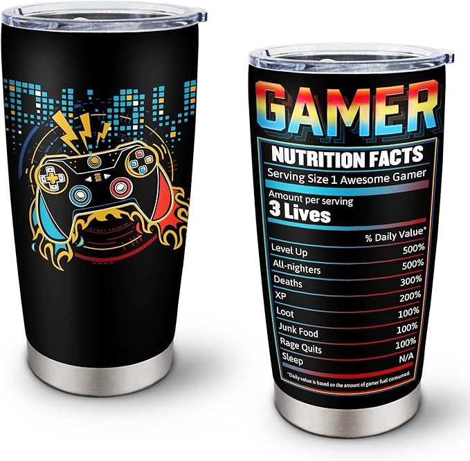 DOAKIZZ Gamer Gifts for Men,Gifts for Gamers Men Boys,Best Gaming Gifts for Men,Video Game Gifts,Gamer Birthday Decorations,Gifts for Game Lovers Stainless Steel Tumbler 20oz 1PC