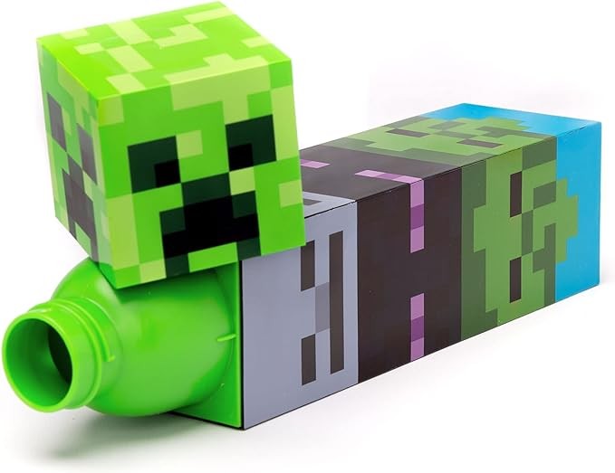 Minecraft Water Bottle GREEN OR RED Kids Mobs Torch Sports Travel Mug Flask 650ML