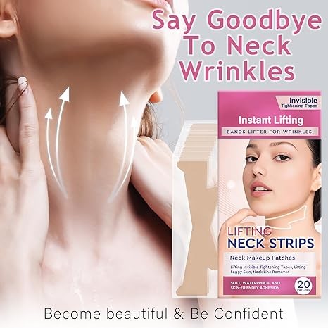 TOMENGBEIAABBCC Neck Strips, Reusable Neck Wrinkle Patches, High Elastic Instant Neck Lift Tape for Lifting Loose Skin, Improve Neck Lines and Wrinkles, 20 Pcs