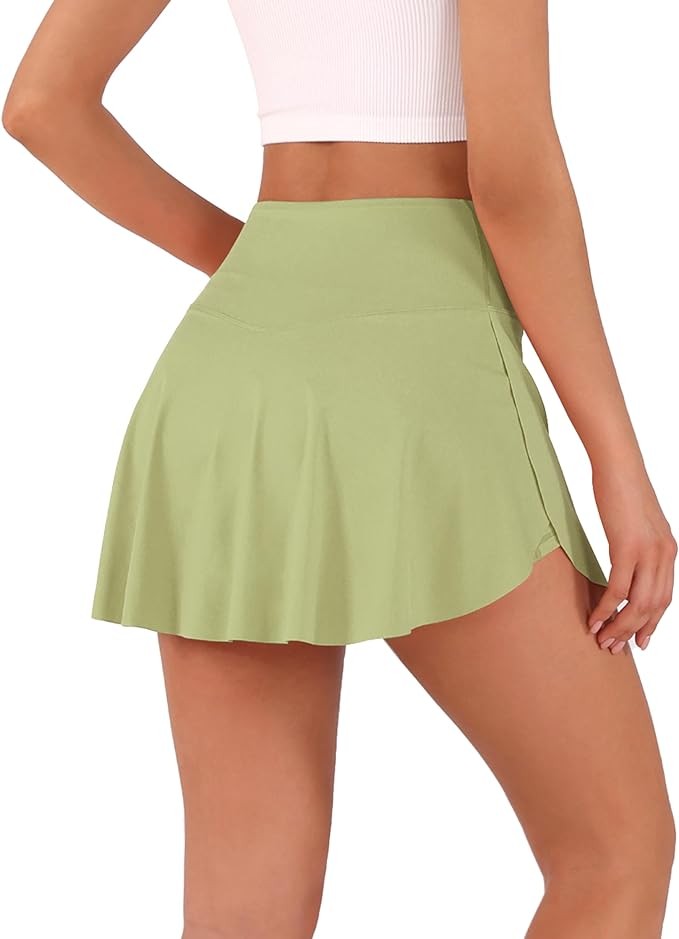 ODODOS Women's Tennis Skirts with Pockets Crossover High Waist Built-in Shorts Athletic Golf Skorts