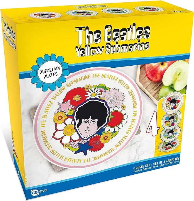 GB eye The Beatles Yellow Submarine Flowers Plate Set Includes 4 pc Music Band Decoration Kitchen & Home Accessories Merch Gift