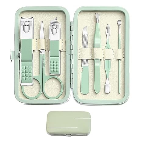 Manicure Set Nail Clipper Set Men Women Toe Finger Nail Clipper Personal Care Tools with Portable Travel Case Manicure Pedicure Tools Grooming Kit Gift for Men Women Family Friends Wife(Green)