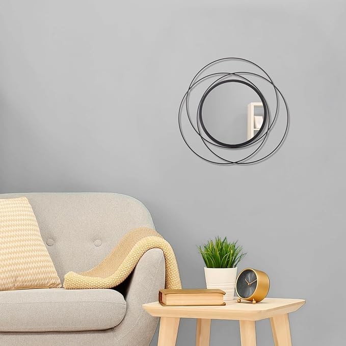 HLFMVWE Black Circle Mirror Wall Decorative Metal Wall Mirror, Art Small Round Wall Home Mirror, Decor Living Room Bedroom Bathroom Entryway 12"