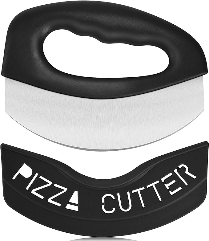 Urbanstrive Heavy Duty Stainless Steel Pizza Cutter with Cover, Super Sharp Blade Pizza Knife Pizza Cutter Rocker, Perfect Kitchen Gadgets for Pizza Cutting Home Essentials, Blac