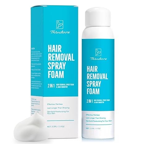 Hair Removal Spray Foam Cream: For Women and Men Face, Bikini, Legs, Arms, Underarms, Armpit, Public & Private hair - Soothing, Effective, Painless Body Depilatory Foam for All Skin Types & Sensitive