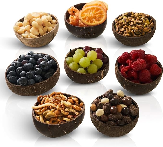 COCOBOWLCO Mini Coconut Bowls, Charcuterie Accessories for Cheese, Charcuterie Board Sauce Cups, Charcuterie Cup, Dipping Bowl, Prep Bowl, Pinch Bowls, Condiment Bowls