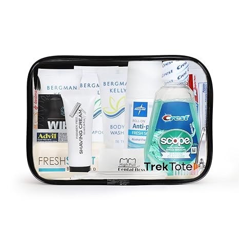 TrekTote 20-Piece Travel Toiletry Convenience Kit - Personal Care Travel Hygiene Essentials Bag with Unisex Toiletries. TSA-Approved Travel Size Kit for Men and Women with Essential Toiletries