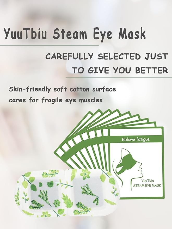 Yuutbiu Steam Eye Mask, Travel Essentials for Sleeping, Heated Eye Mask for Dry Eyes, Warming Compress for Puffiness, Disposable Relaxing Gifts, 9 Packs