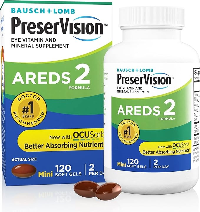 PreserVision AREDS 2 Eye Vitamins, #1 Eye Doctor Recommended Brand, Lutein and Zeaxanthin Supplement with Vitamin C, Vitamin E, Zinc, and Copper, 120 Softgels