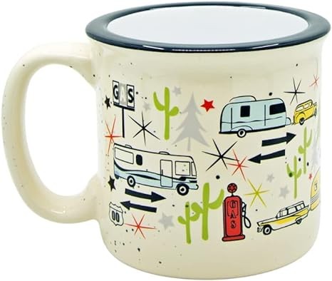 Ceramic Coffee Mug - 15 oz Retro Inspired Camping Mug - for Hot & Cold Drinks - Works as a Tea, Soup, & Coffee Mug - Stylish, Versatile, & Microwaveable Camping Coffee Mugs by Camp Casual
