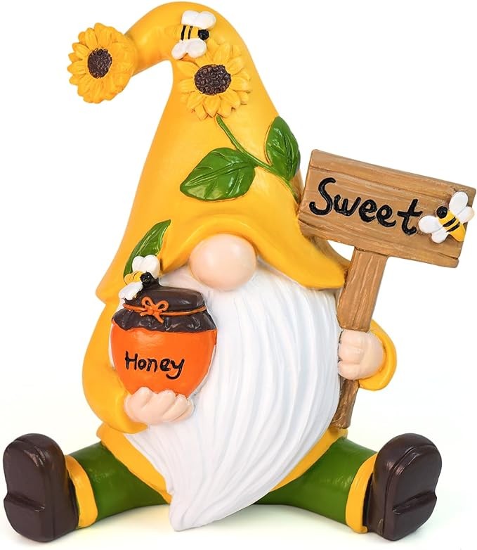Bee Gnomes Spring Garden Gnomes Decorations Summer Sunflower Gnome Decor Outdoor Bumble Bee Gnome Decorations for Home, Bee Tiered Tray Decor