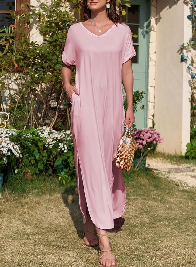 Dokotoo Womens Summer Dress Long Dress Casual Loose Maxi Dresses Beach Outfit 2024 Resort Hawaiian