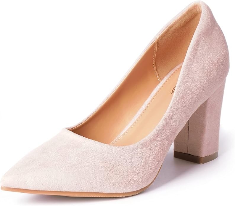 Heel The World Women's High Chunky Block Closed Toe Heels,Slip On Pointed Toe Work Dress Office Wedding Party Pumps Shoes