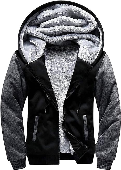 SCODI Hoodies for Men Heavyweight Fleece Sweatshirt - Full Zip Up Thick Sherpa Lined
