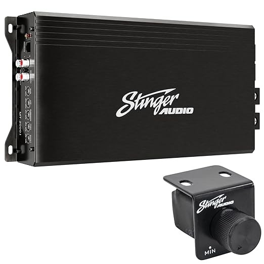 STINGER Audio MT20001 1-Channel Monoblock 2000 Watt RMS Car Audio Subwoofer Amplifier w/Remote Control Bass Knob, Class D, Hexfet Mosfet, Subsonic Filter, Low-Pass Filter, Bass