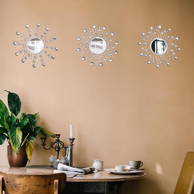 Tuokiuhn Mirror Wall Decor Silver Mirrors Metal Wall Mirrors Home Decorative Hanging Wall Art for Living Room Bedroom Entryway