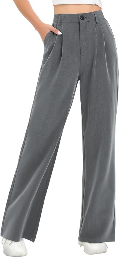 Tapata Women Wide Leg Pants High Waisted Dress Trousers Casual Elastic Pockets Business Work Slacks