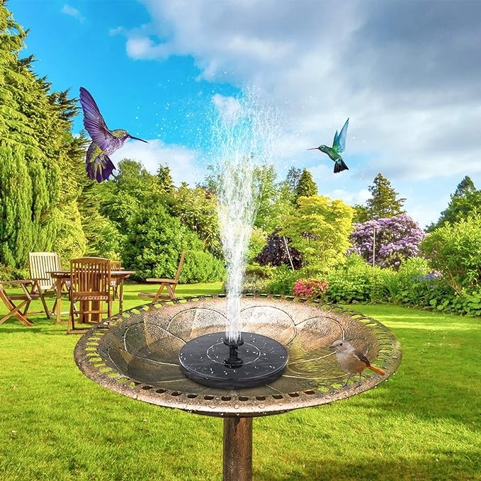 Mademax Solar Bird Bath Fountain Pump, Upgrade 1.4W Solar Fountain with 6 Nozzle, Free Standing Floating Solar Powered Water Fountain Pump for Bird Bath, Garden, Pond, Pool, Outdoor