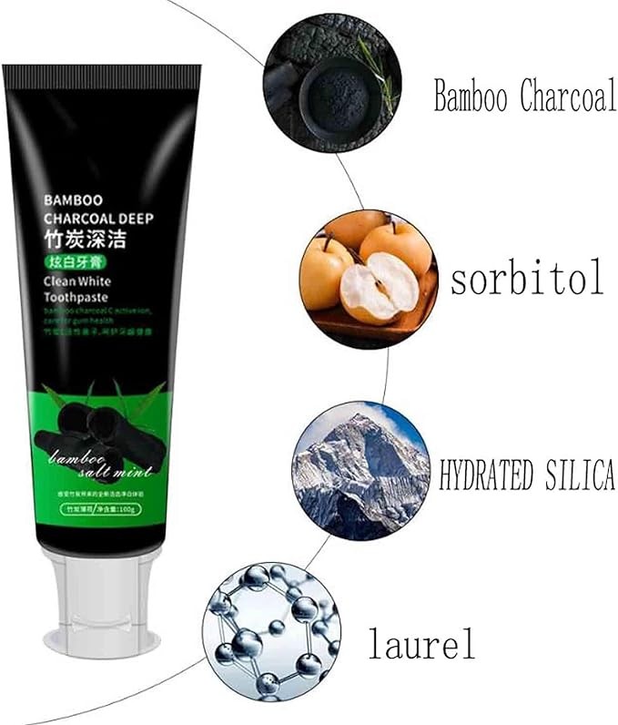 Bamboo Charcoal Toothpaste,Activated Carbon Toothpaste,Bamboo Clean White Toothpaste for Remove Tooth Stain Fresh Breath