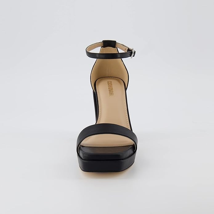 CUSHIONAIRE Women's Grammy one band block heel platform sandal +Memory Foam, Wide Widths Available