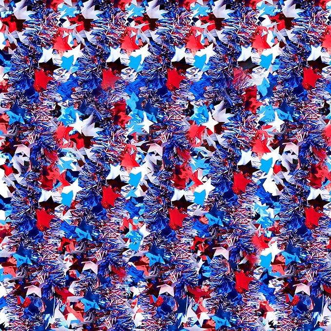 Jutom 19.7 Feet Easter Tinsel Garland Artificial Easter Garland Metallic Twist Hanging Mardi Gras Garland Fireplace Glitter Wreath Decor for Easter Party Staircase Railing(Classic Style)